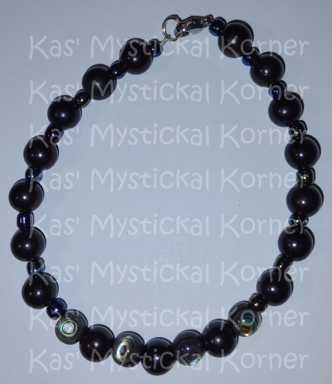 Abalone with Dark Wood Beads