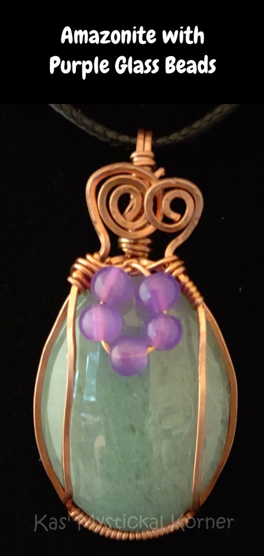 Amazonite with Purple Glass Beads