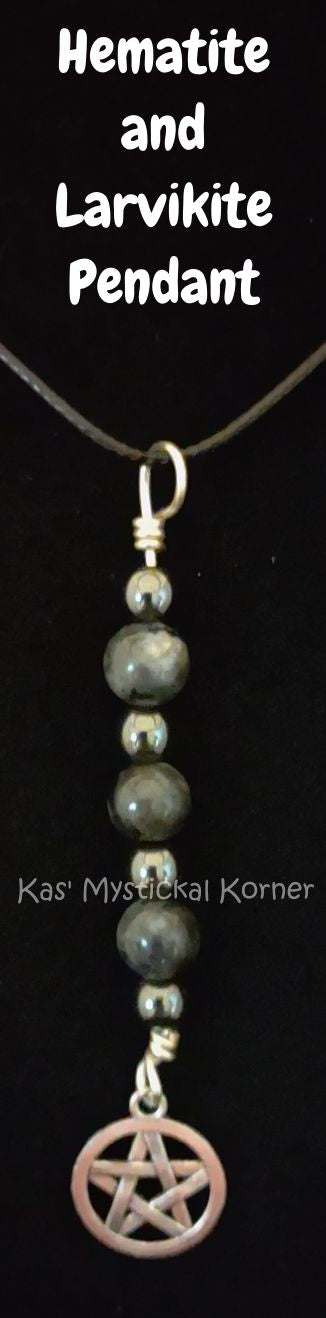 Hematite and Larvikite Pendant