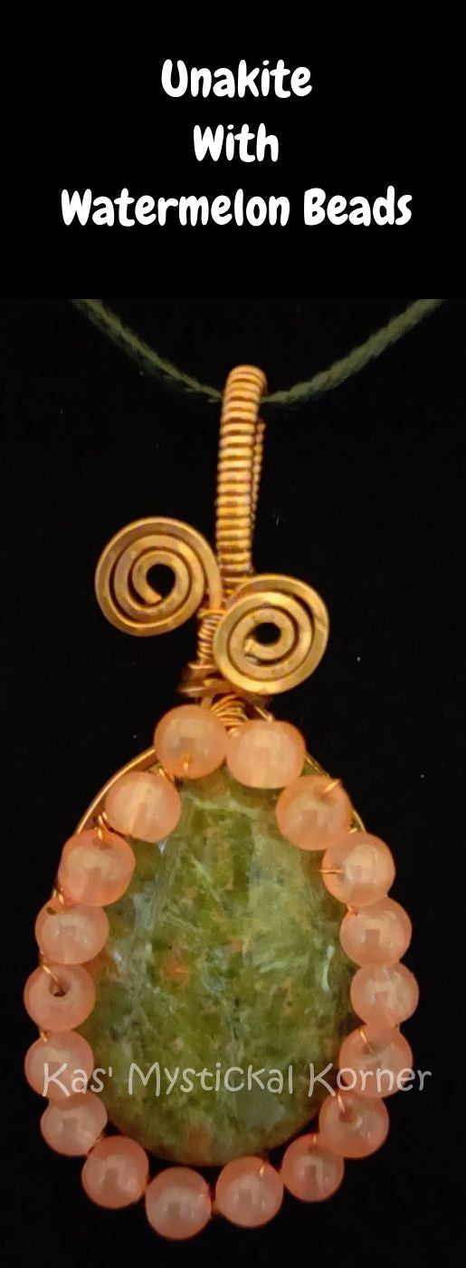 Unakite with Watermelon Glass Beads